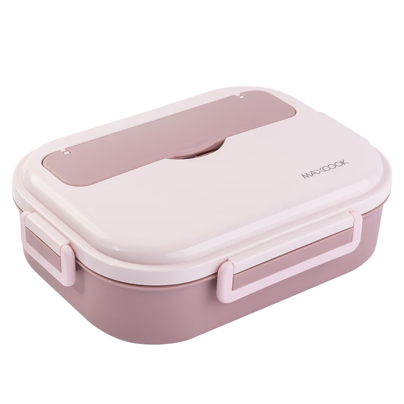 Maxcook 304 Stainless Steel Lunch Box Microwave-Safe 4-Compartment Insulated Student Lunch Box with Utensils 1.6L Random MCFT5562