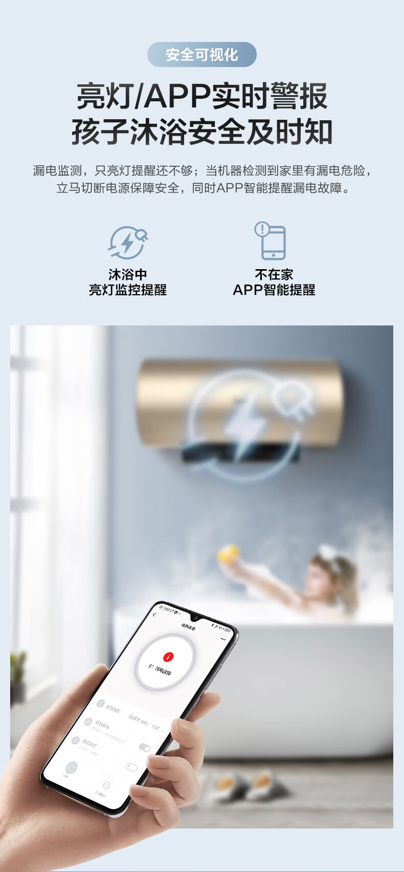 38275-美的(Midea)初见套系60升电热水器3000W速热九倍大水量 一级节能出水断电智能家电F6030-A6X(HEY) 以旧换新-详情图