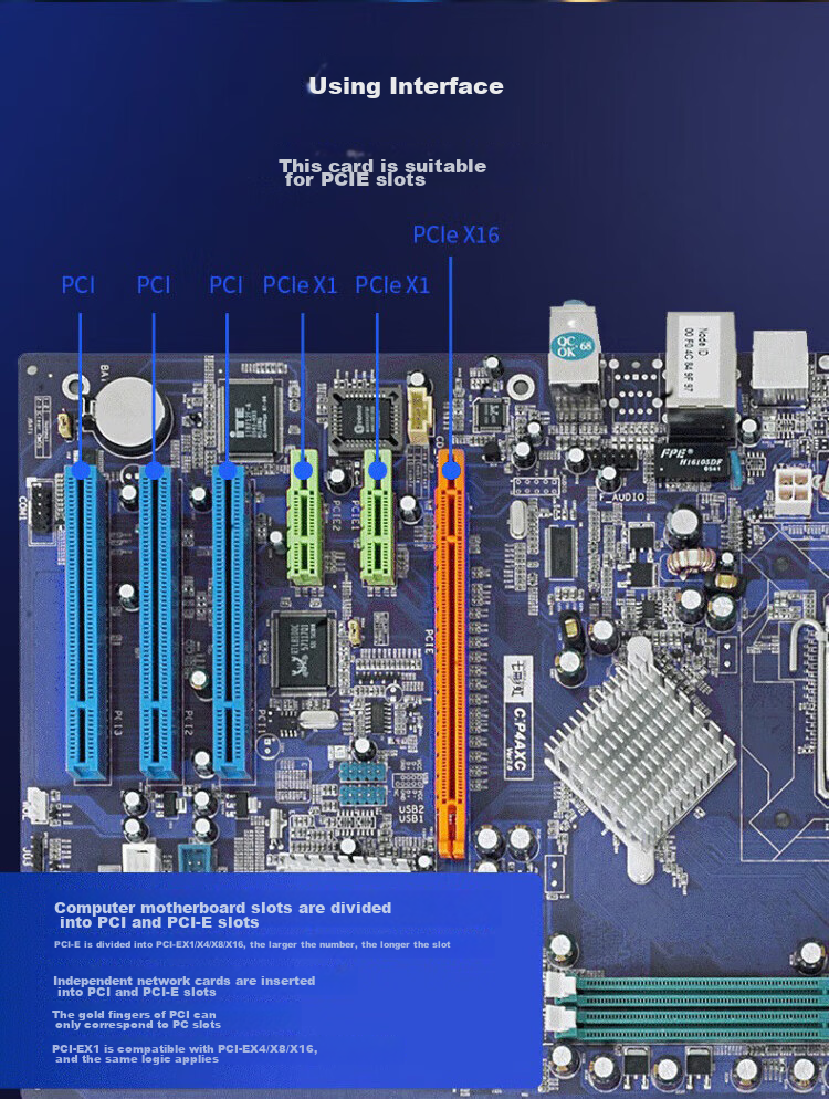 Newmine Newmine 5400M Gigabit PCI-E Wireless Network Card for Gaming, Triple-Band 5G Desktop Internal Wireless Network Card WiFi6 8