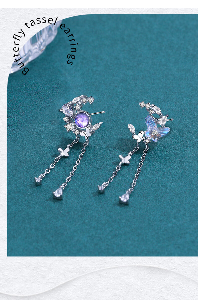Dijing 925 Silver Earrings for Women without Ear Holes, Bone Stud Earrings, Clip-On Tassel Earrings, No Ear Holes Required, No Piercing Needed 5