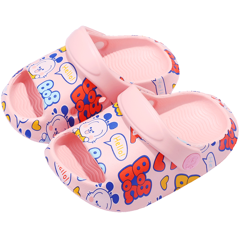 BOBDOG Children's Slippers, Boys And Girls Crocs, Beach Shoes, Baby Sandals, Toddler Sandals for Summer, Shrimp Pink, Size 180
