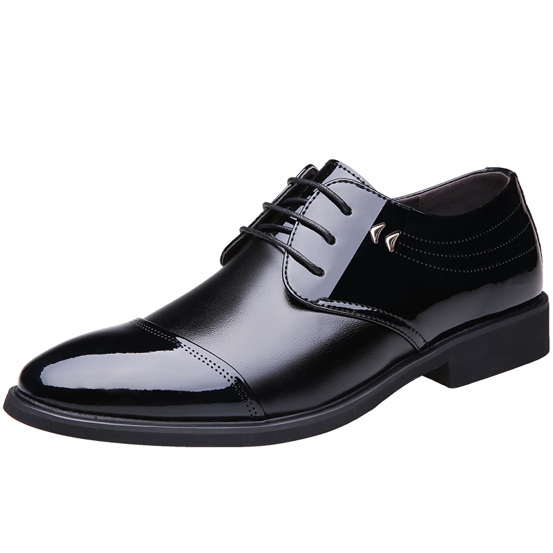 CARTELO Men's Shoes, Business Formal Shoes, Low-Top Trendy Lace-Up Leather Shoes for Work, 1057 Black, Size 41