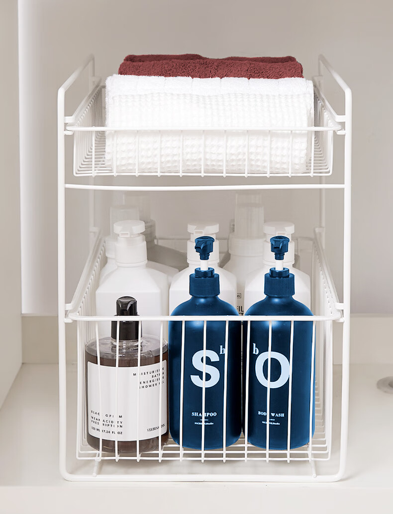 JEKO&JEKO Kitchen Storage Rack, Under-Sink Organizer, Cabinet Shelf, Spice Rack, Washbasin Bathroom Pull-Out Shelf 2