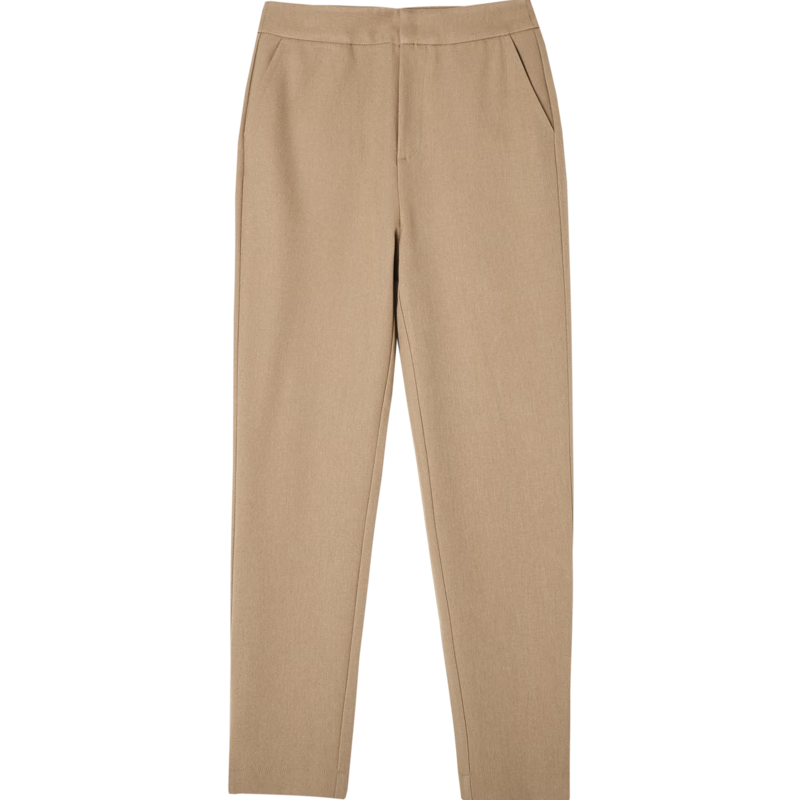 Dme Cropped Pants for Spring And Autumn, New Straight-Leg Suit Pants with Fake Pockets, Casual Trousers for Women, Khaki, S