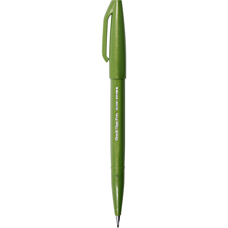 Pentel Colorful Soft-Tip Gel Pen, Elastic Tip Water-Based Pen Touch for Journaling, Letters And Cards, SES15C Pine Gree