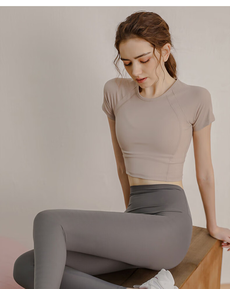 XUEXIMAN Yoga Wear Women's Top Short-Sleeve T-Shirt Slimming Fitness Running High-End Tight Yoga Outfit Workout Clothes 14