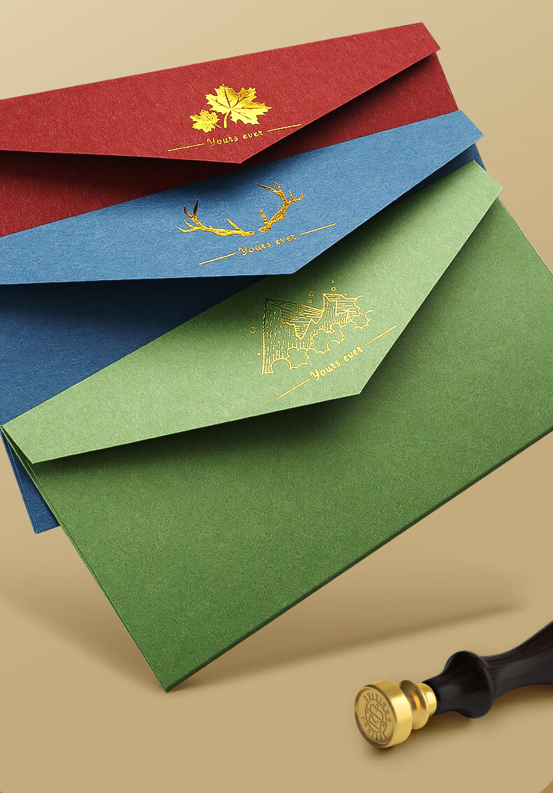 Jinzhi Lamba Leather Envelope And Letter Set, Exquisite Vintage Style Postcards, Greeting Cards, Birthday Gifts, High-End Gold Foil Gift, Confession Letters, Stationery, New Year's Day Invitation Cards, Macaro 5