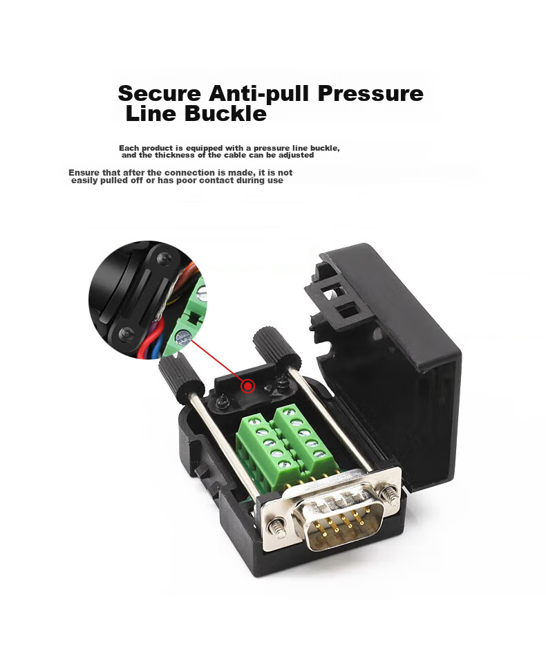KSRGB DB9 Solderless Connector RS232/485/422 Serial Port Head Solderless 9-Pin Terminal COM Port Adapter (Screw Terminal, Male Connector, 1 Piece) KS-D 3