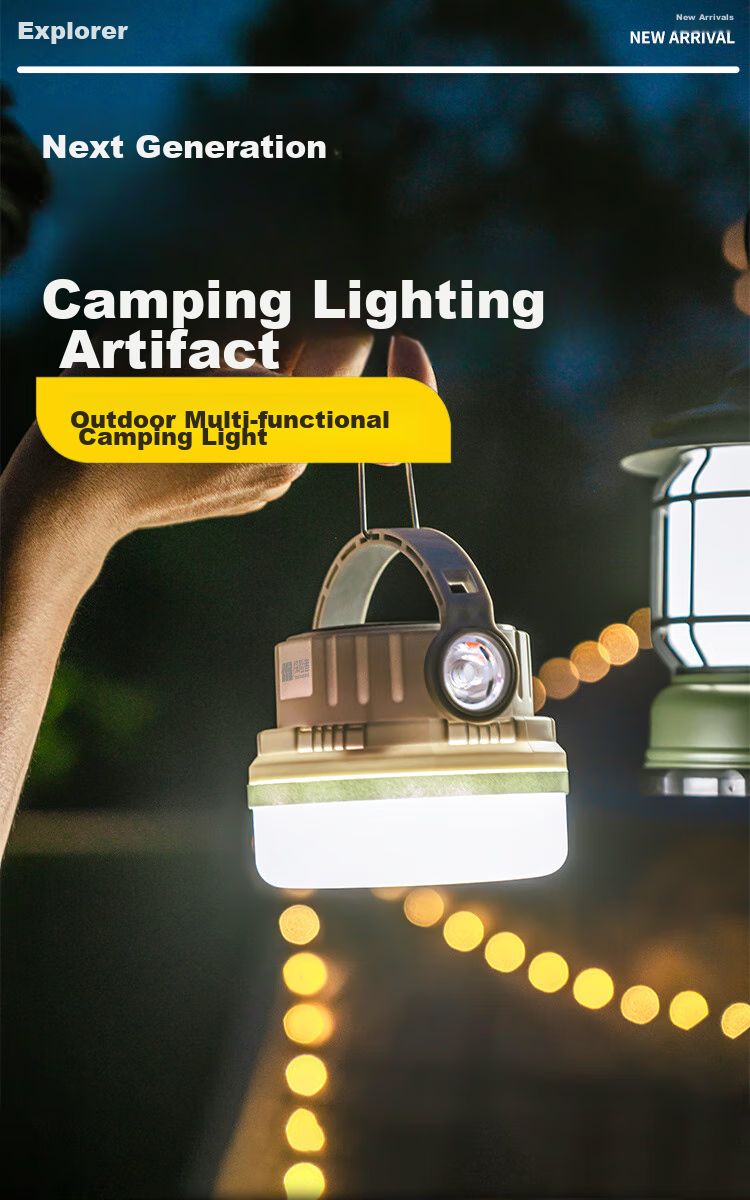 TAN XIAN ZHE Outdoor Camping Lantern, Waterproof Lamp with Ambient Light, Tent Decorative Light, Quick-Storage String Lights for Indoor Decoratio 2