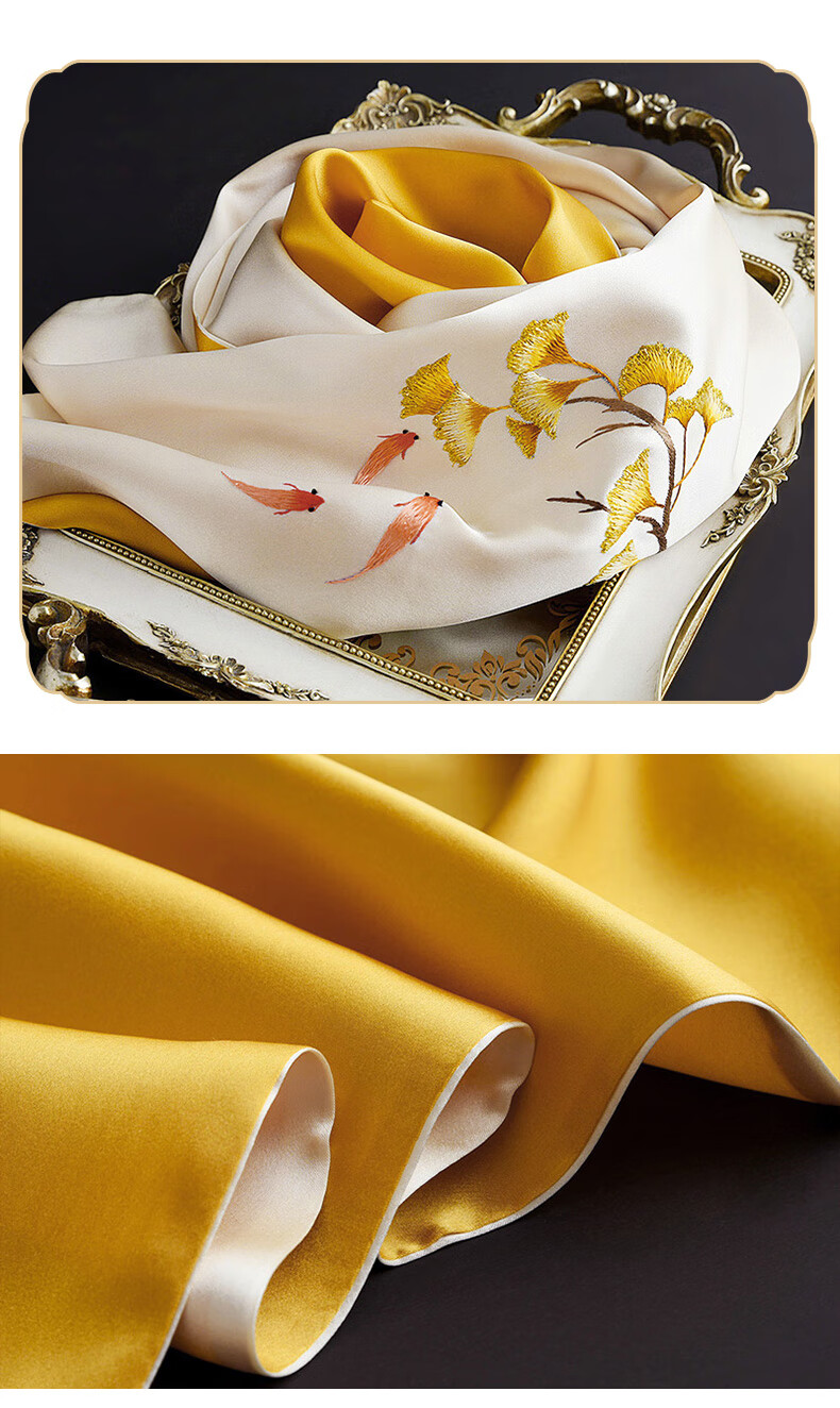 Hangsifu Suzhou Silk Scarf, Bookmark Pen Set, Mulberry Silk Shawl, Outer Wrap, Autumn And Winter Season, Mother's Birthday Gift 16