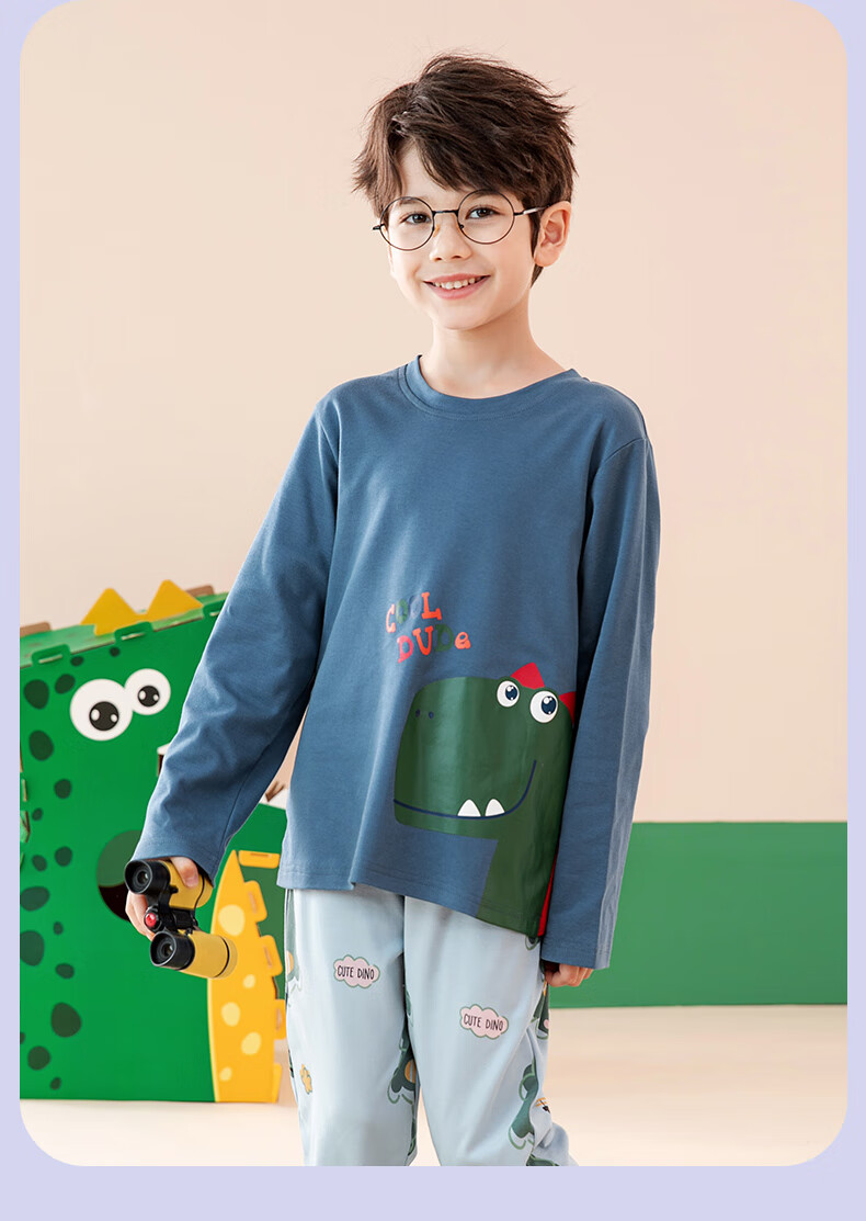 Fenteng Children's Pajamas for Boys, Pure Cotton Spring Season Sleepwear for Older Boys, Wearable Outside, Boys' Loungewear Q9X24790048 29