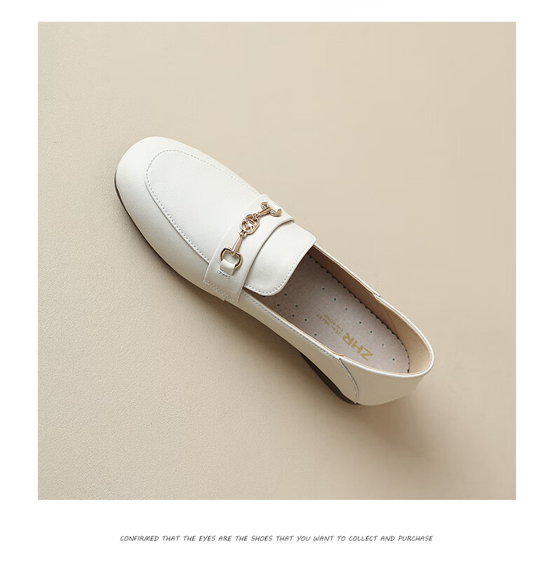 ZHR Zese Loafers Women Casual Breathable Soft Sole Slip-On Fashion Square Toe Shoes AH311 Beige 39 17