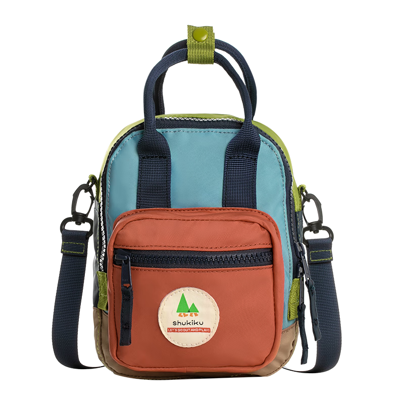 SHUKIKU Multifunctional Mini Backpack, Children's Outdoor Water-Resistant Backpack, Crossbody Bag, Handheld Travel Bag, Classic Orange-Red