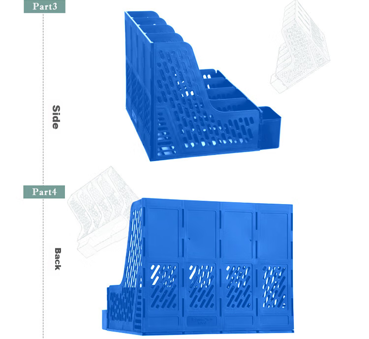 COMIX Thickened File Holder with Pen Cup, Four-Section File Organizer, Durable File Basket Document Rack, Blue B2034 3