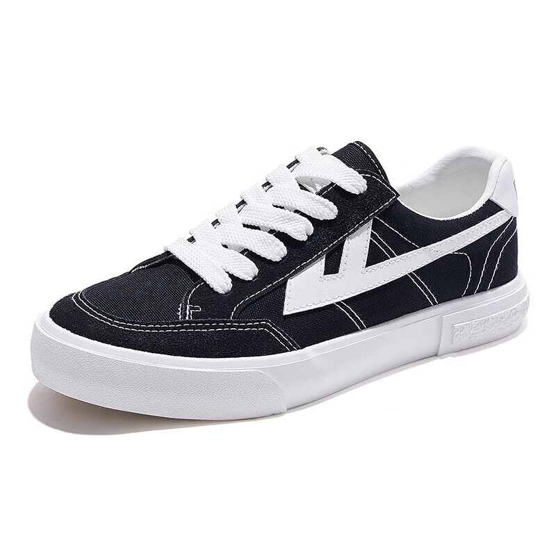 Warrior Spring And Autumn Canvas Shoes, Trendy Couple Style, Sports Casual Sneakers, KGH749T, Black And White, Size 36