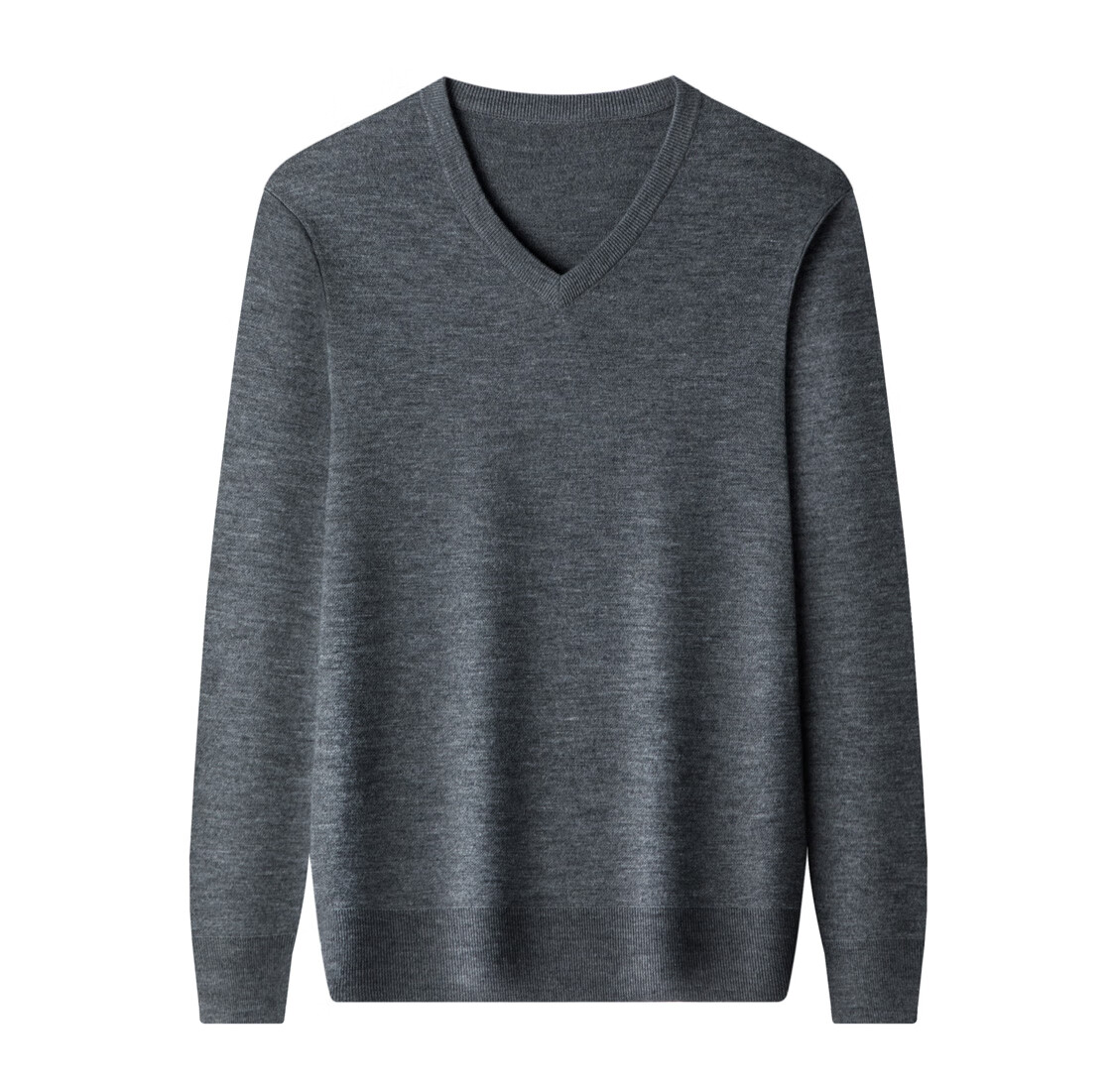Hengyuanxiang Men's Wool Sweater Autumn Winter Thickened V-Neck Machine Washable Fine Spun Knitwear Medium Gray 175 19