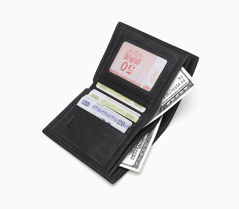 ELLE HOMME Men's Short Wallet First Layer Cowhide Multifunctional Card Holder Horizontal Wallet 01530 Birthday Gift for Men 5