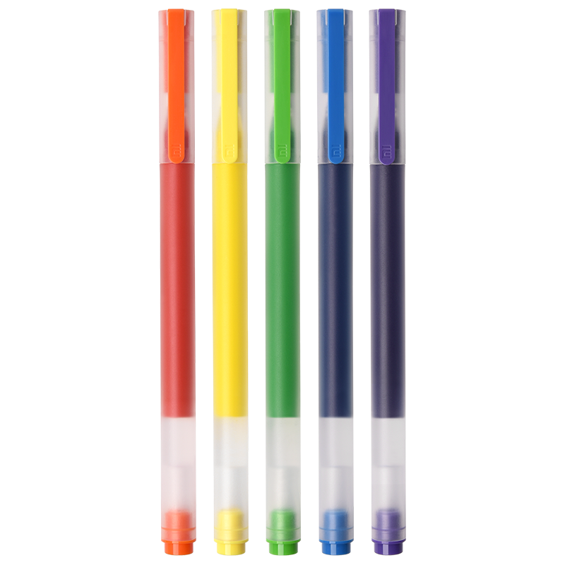MI Giant Writing Colorful Gel Pens, 5-Pack, 0.5mm, Business Office Gel Pens for Meetings, Orange Yellow Green Blue Purple
