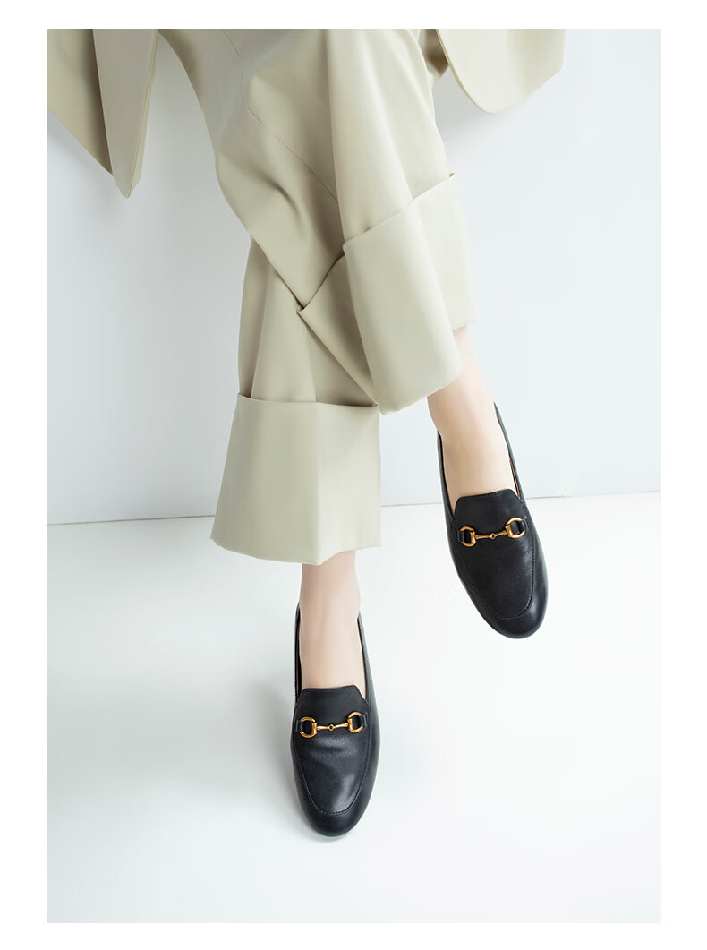COMELY Genuine Leather Loafers for Women, Spring And Summer New Style, Sheepskin Flat Slip-On Shoes, Comfortable Versatile Leather Shoes, Black, Size 40 6