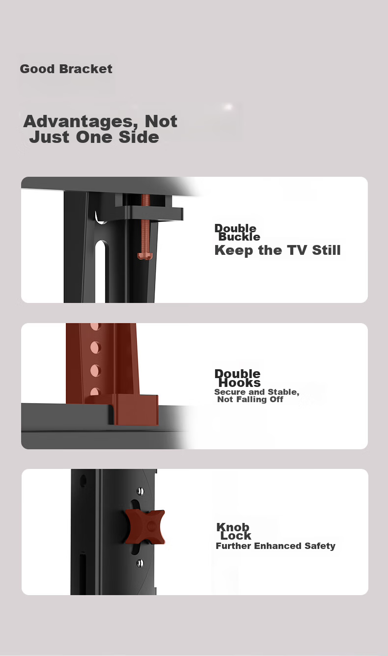 Jiangwutong TV Wall Mount (26-65 Inches), Bracket Wall Mount Suitable for Xiaomi, Hisense, TCL, Specialized TV Stand, Skyworth, Sony, LeTV, Konka, Haier, Huawei 4