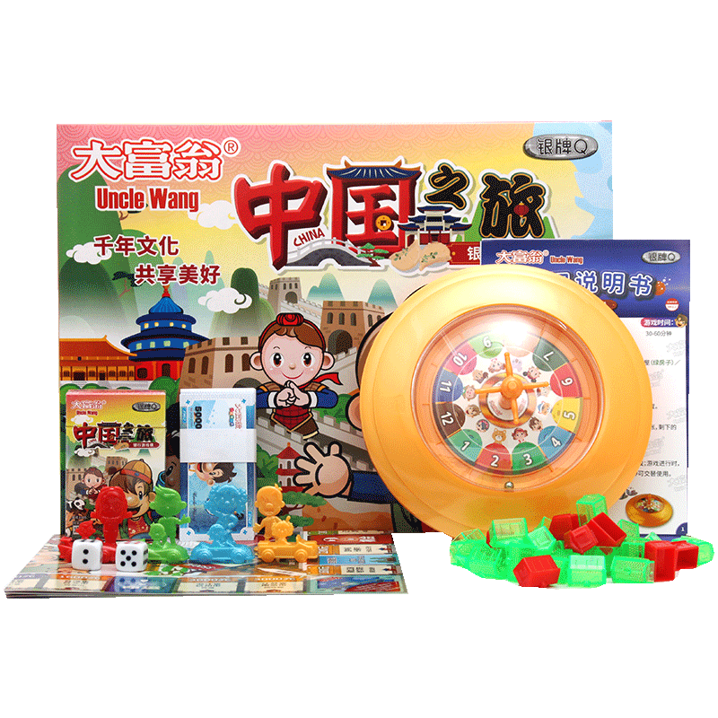 Dafuweng Chinese Journey Game Board, Silver Q Series Turntable Toy, Family Children's Leisure Tabletop Game Card Game