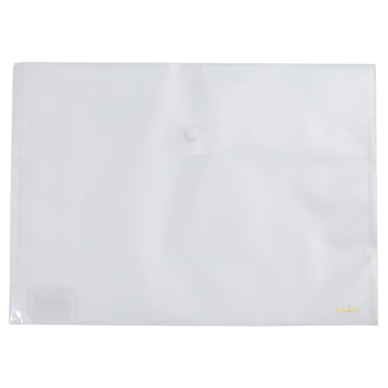M&G Stationery A4 White Transparent Button Envelope, Press Stud Envelope, Office Document Folder, Student Exam Paper Storage File Folder, Document Organizer, Pack of 12 ADM94897