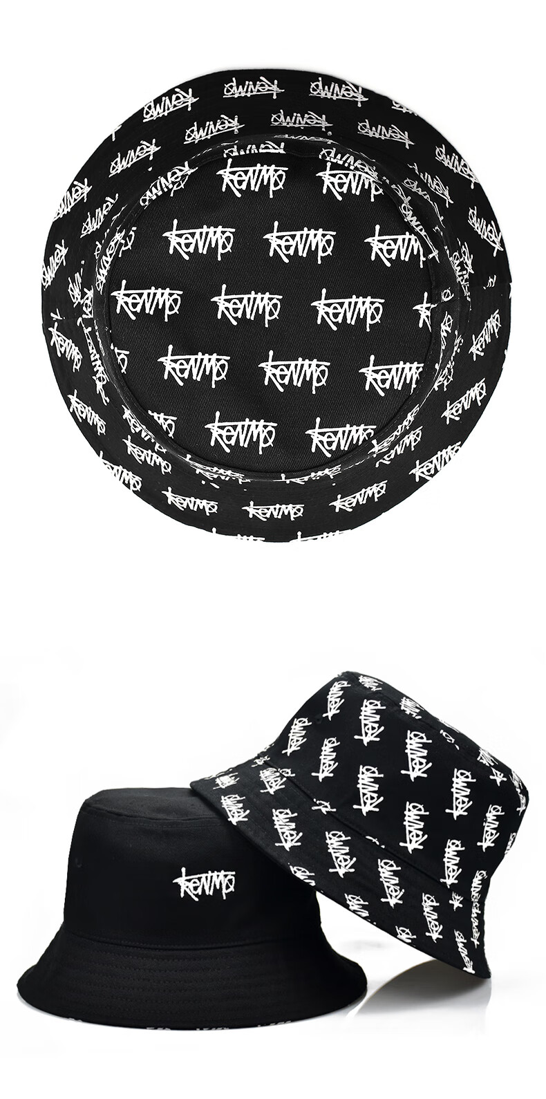 KENMO Reversible Fisherman Hat Men Ins Trendy Hip-hop Women Versatile Sun Protection Summer Sun Hat Off-white One Size 11