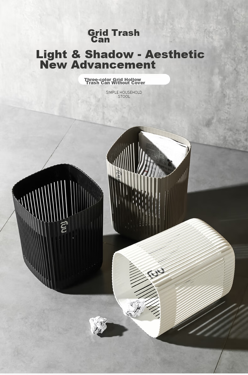 PUCHU Lidless Trash Can, 18L Capacity, Hollow Design for Kitchen, Bedroom, Living Room, Bathroom, Simple Large Garbage Bi 1