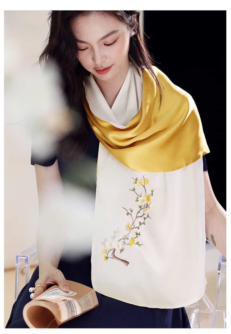 Hangsifu Suzhou Silk Scarf, Mulberry Silk Shawl, Autumn And Winter Neck Protection Wrap, Birthday Gift for Wife, Mother, And Wome 8