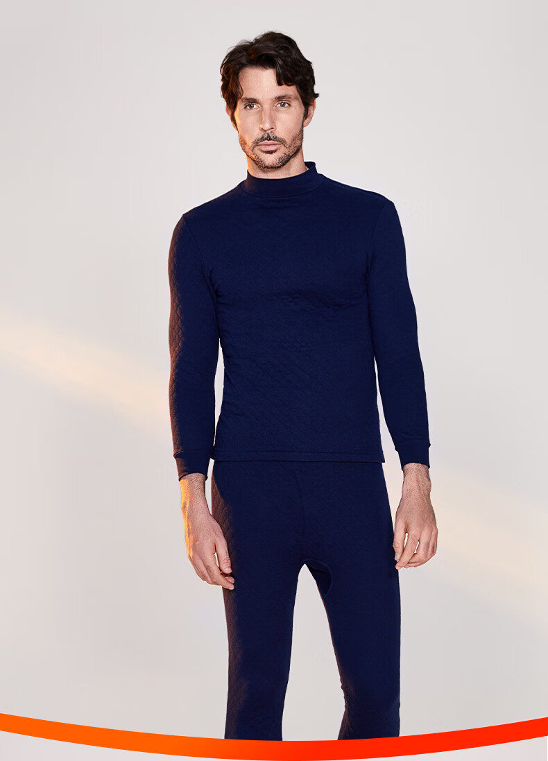 Yiershuang [Half Turtleneck Three-Layer Thickened] 100% Pure Cotton Thermal Underwear for Men And Women, Autumn Top And Bottom Set, Fall/winter 18