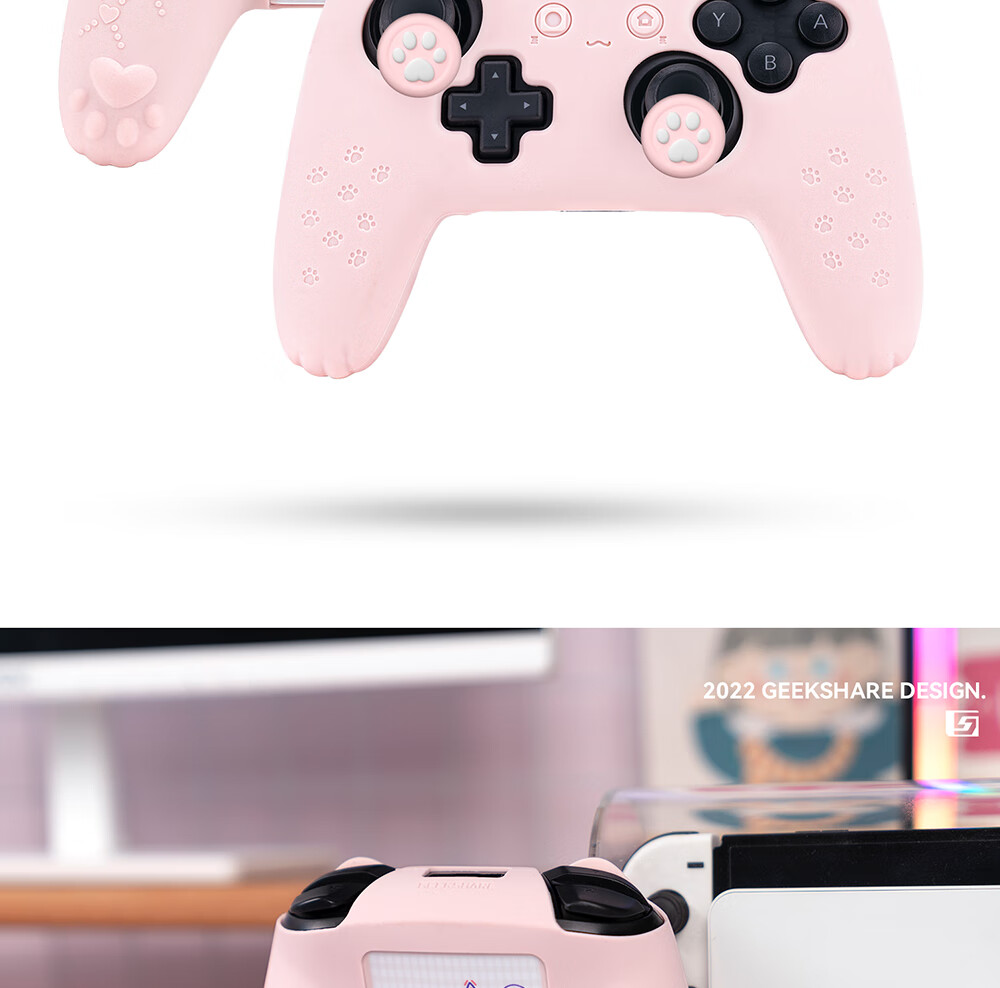 Jixiang PS5 Controller Protective Case, Pink Sweet Heart Skeleton Controller Silicone Cover, Full Protection Anti-Slip Sweat-Absorbing Soft Shell, Cute Cartoon Protective Controller Gaming Accessory 13