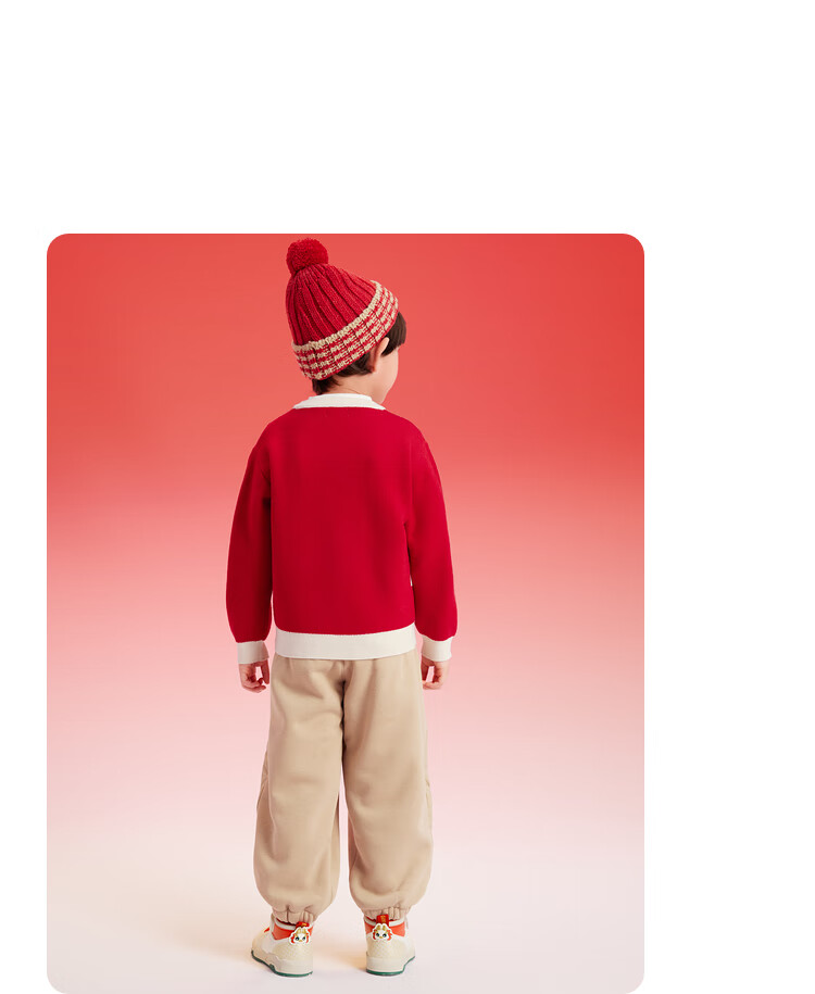 BALABALA Children's Clothing, Kids' Sweater, Autumn And Winter Color-Block Jacquard Sweater, Boys' And Girls' Baby Knitwear 11