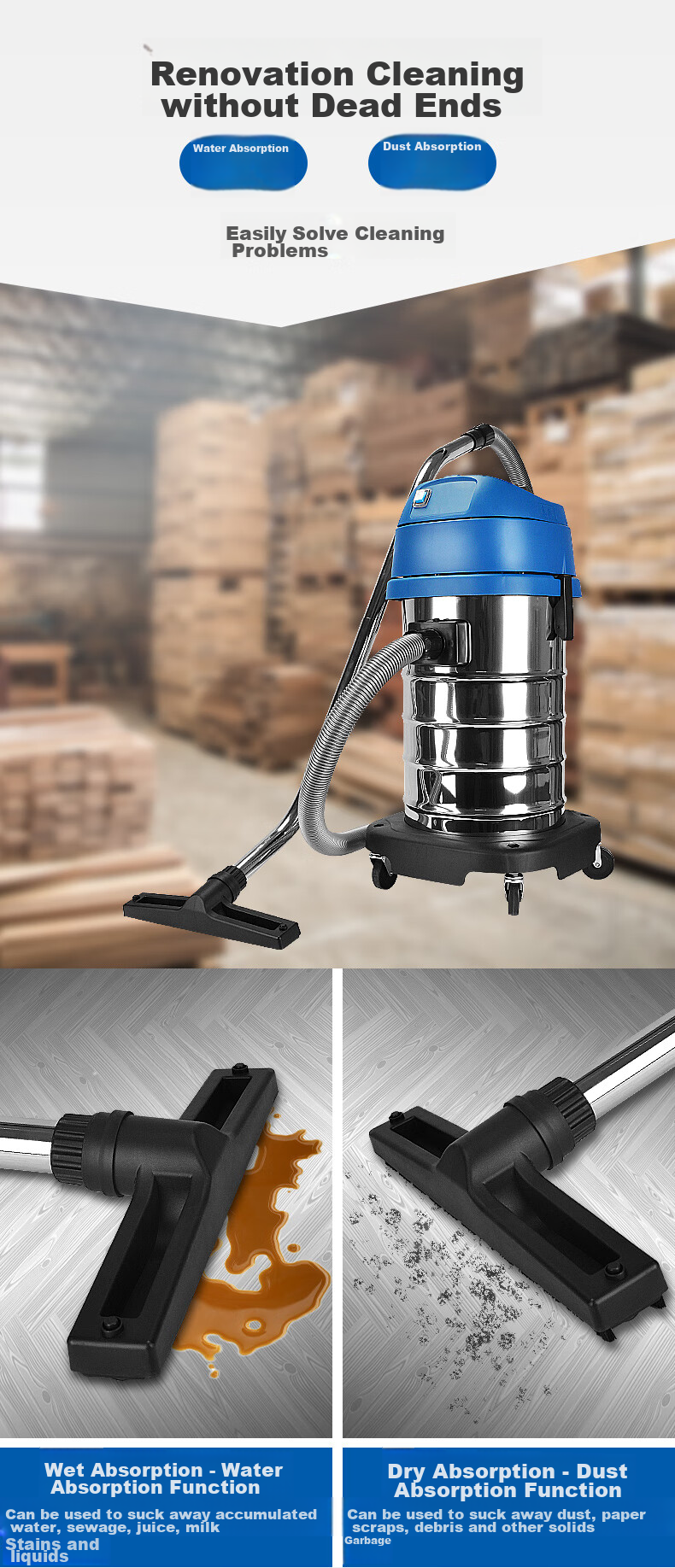 Dongcheng Dual-Purpose Dry And Wet Vacuum Cleaner FF-1W Industrial-Grade Barrel Vacuum Handheld High-Power Electric Tool 3