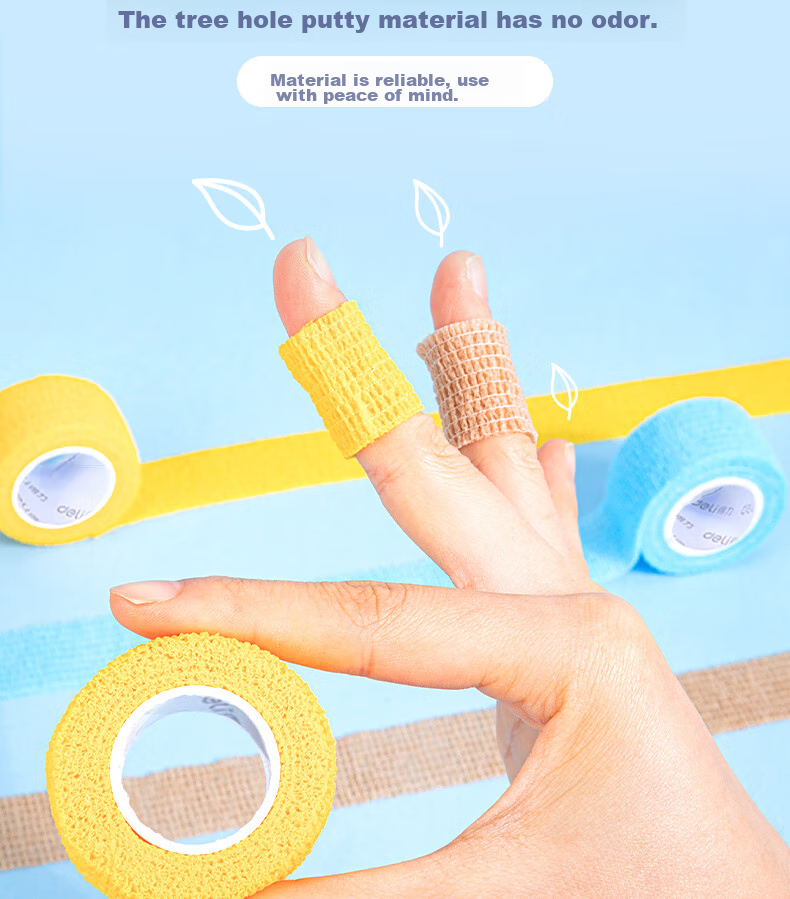 Deli Student Writing Finger Protector Bandage, Odorless Anti-Friction Anti-Callus Self-Adhesive Elastic Bandage, Finger Joint Protector Sleeve 25mm*4m, 3 Rolls Mixed Colors 30602 8