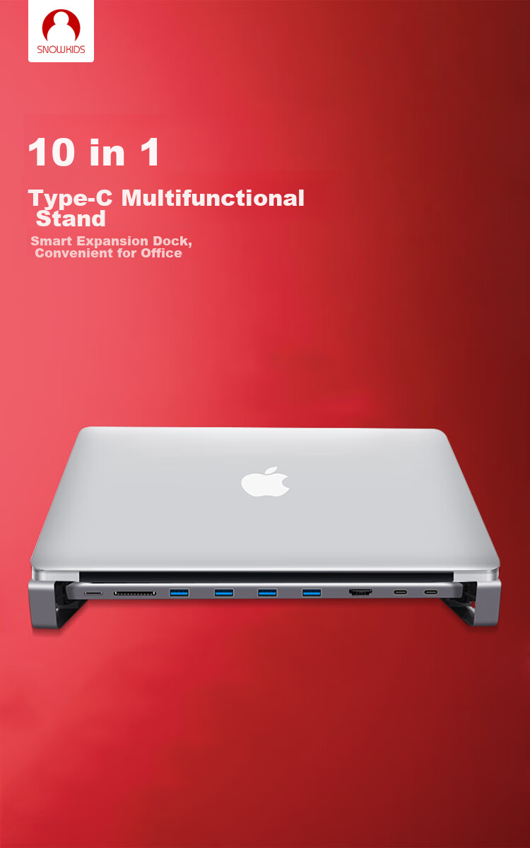 Snowkids Type-C to USB 3.0 Expansion Dock Splitter, Compatible Fit 4-Port USB Hub, Laptop Adapter USB Hub 2