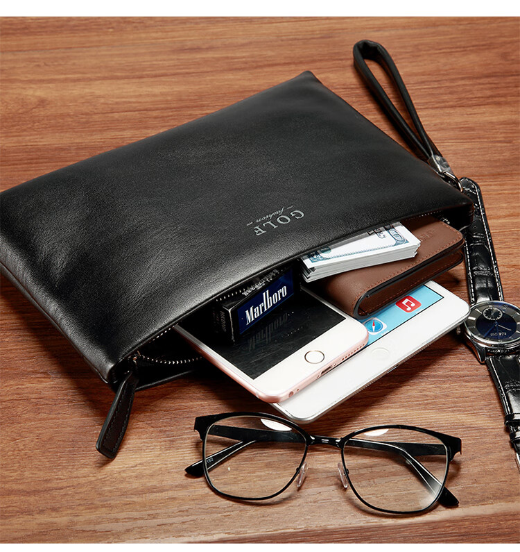 GOLF Men's Clutch, Top-Grain Leather Handbag, Large Capacity with Multiple Card Slots, Envelope-Style Clutch, Valentine's Day Gift for Boyfriend 22