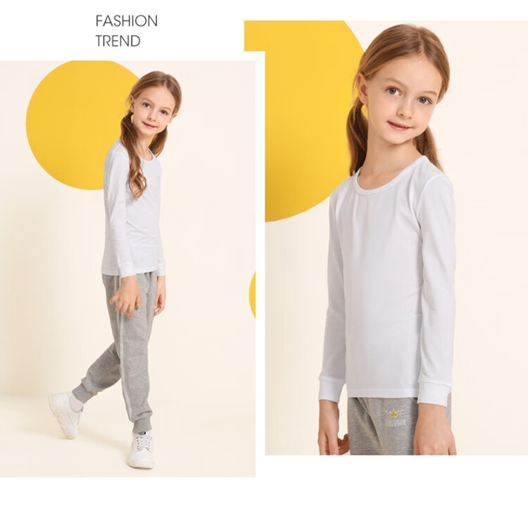 Baleno Children's Spring And Summer Round Neck Underwear Long Sleeve Base Layer for Boys And Girls 82817012 01W White 110cm 12