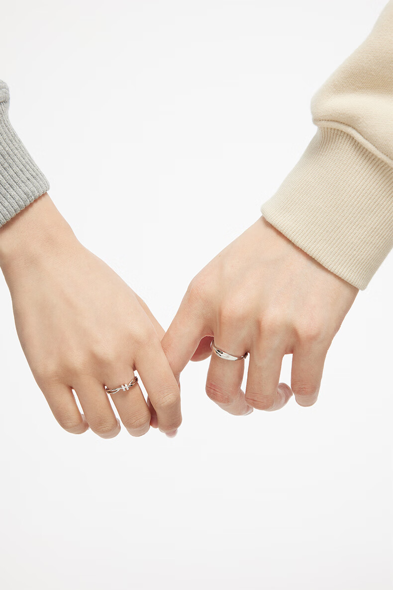 Kadiluo Love Interwoven 925 Silver Couple Rings, Adjustable Pair of Rings, Birthday Gift for Girlfriend 3
