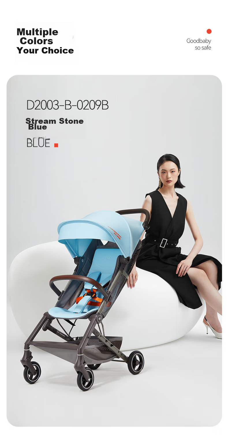 Gb Lightweight Foldable Baby Stroller with Shock Absorption, Airplane-Friendly, Perfect for Outings with Your Baby - Chanyi D2003 in Qianshi Blue 9