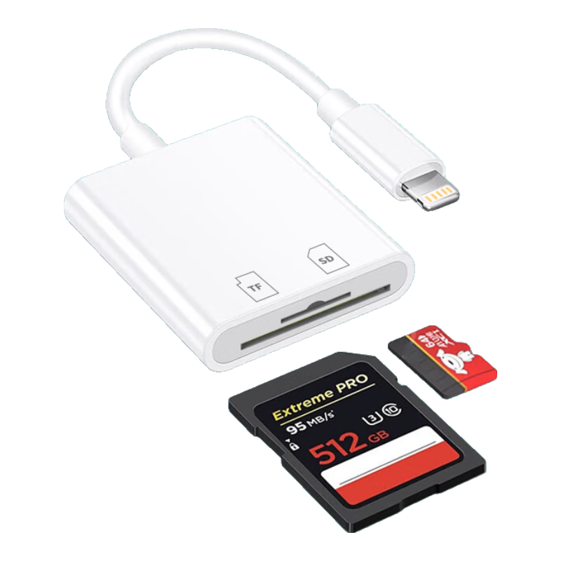 LinkStone IPhone Card Reader, SD Card Storage Card Camera Converter, External TF Memory Card Lightning Adapter, OTG Transfer Converter Two-I