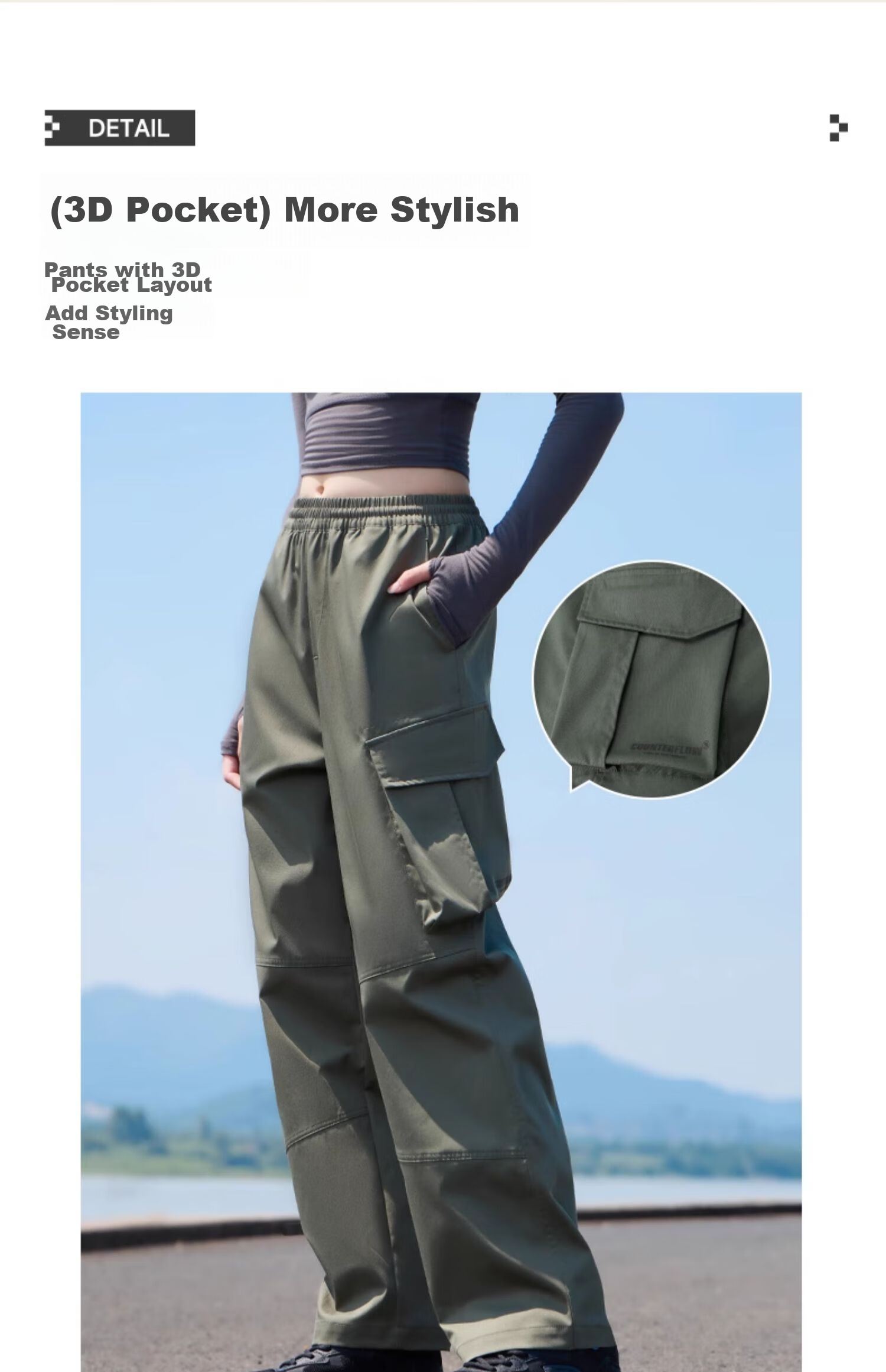 CAMEL Casual Pants for Men, Cargo Pants, Outdoor Water-Repellent, Loose-Fit Wide-Leg Straight-Waist Woven New Sports Trousers 3