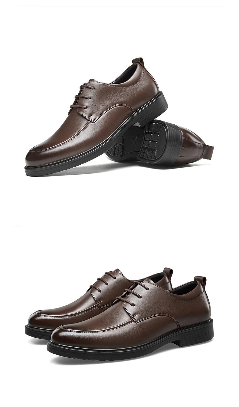 Kangnai Genuine Leather Shoes, Top-Grain Cowhide Men's Formal Business Shoes, Autumn Derby Shoes, Lace-Up Groom Leather Shoes for Men, Black, Size 42 12