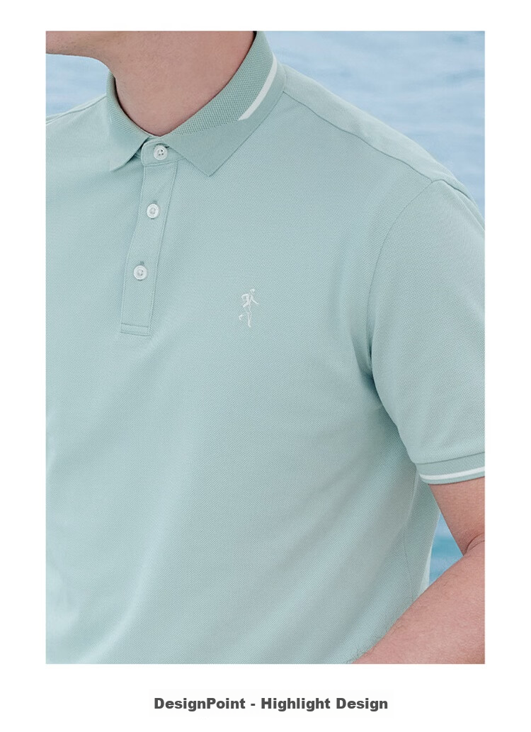 DANCING WOLVES [Cool Ice Mint] Summer Casual Cool Skin-Feel Men's Short-Sleeve POLO Shirt, 001 Black, Size 190 3