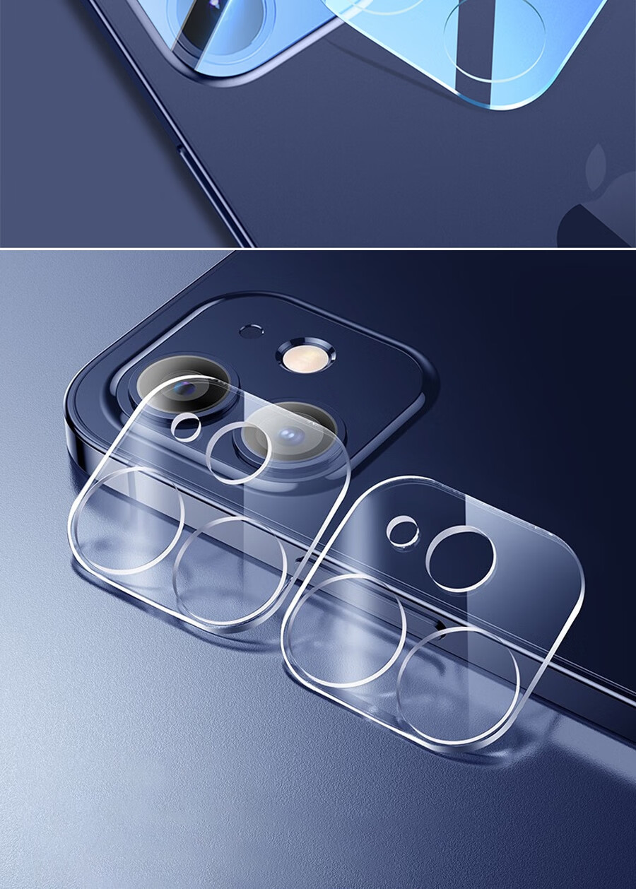 ESCASE IPhone 12 Full Coverage Camera Lens Protector, Flexible Curved Edge Tempered Glass Film for IPhone 12 Rear Camera Protection, Scratch-Resistant 6.1 HD Clear 16