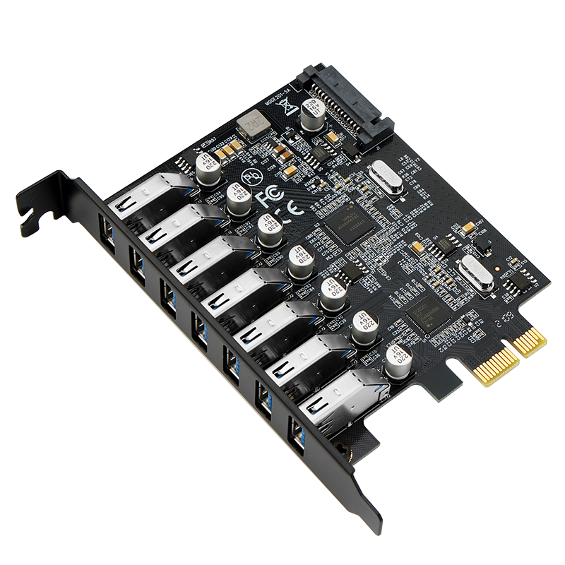 MOGE Desktop USB3.2 Gen1 Expansion Card, Internal PCIE to Seven-Port USB3.0 Adapter Card for Computers, MC2037
