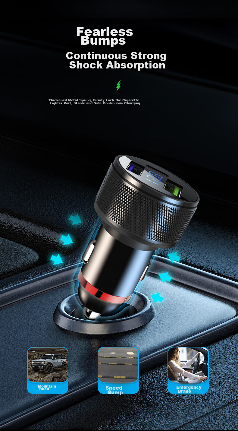 Newsmy Car Charger, Super Fast Charging, Three-In Car Charger, Multifunctional Cigarette Lighter Adapter, Two-In Converter 11