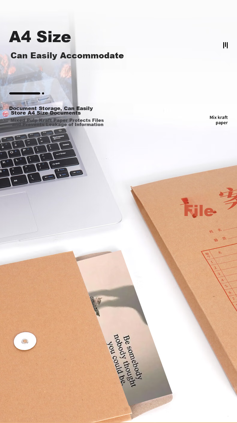 Ximayouxuan 10 A4 Mixed Pulp 200g Kraft Paper File Folders, 6cm Side Width, for Bids, Contracts, Documents, Receipt Storage, 64101 4