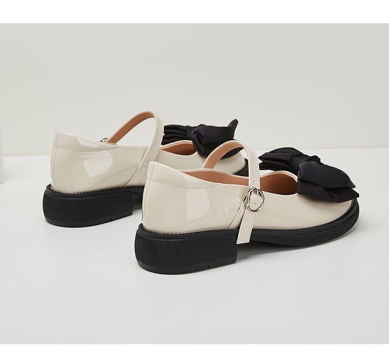 DAPHNE Mary Jane Leather Shoes for Women, Japanese JK Style Flat Soft Sole Bow Tie Flats 4623101026 Black Size 35 13