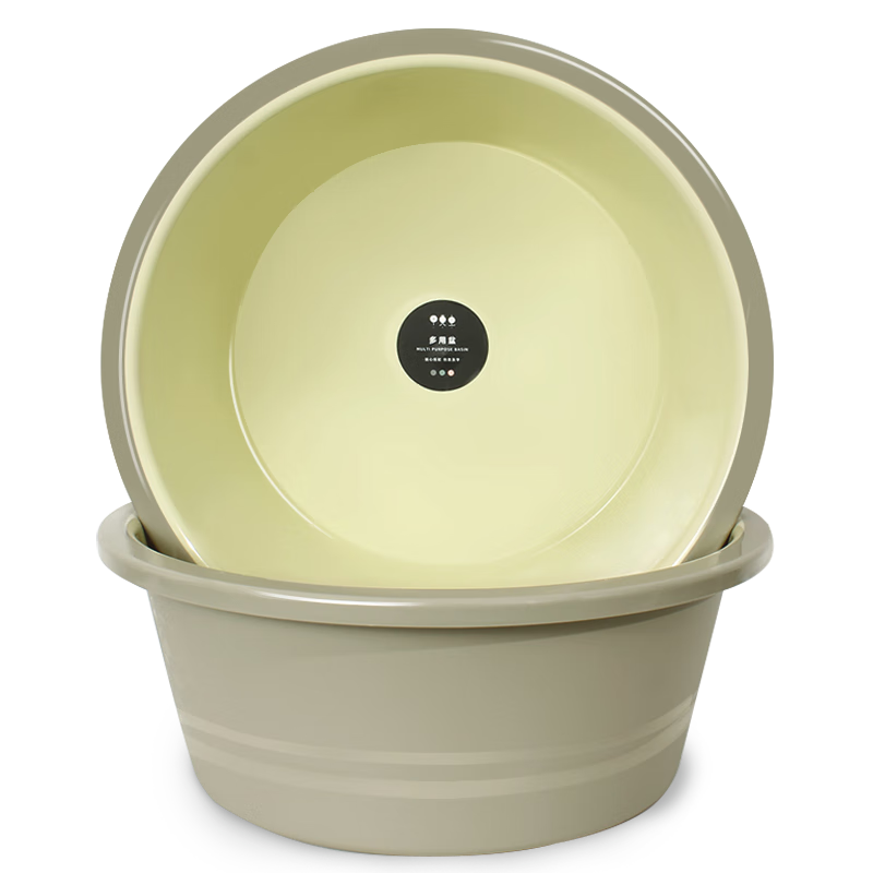 Fuaijia Extra Thick 38cm Washbasin, Foot Bath, Vegetable Washing Basin, Student Basin, Foot Soaking Basin, Plastic Basin, Tea Green, Single Piece