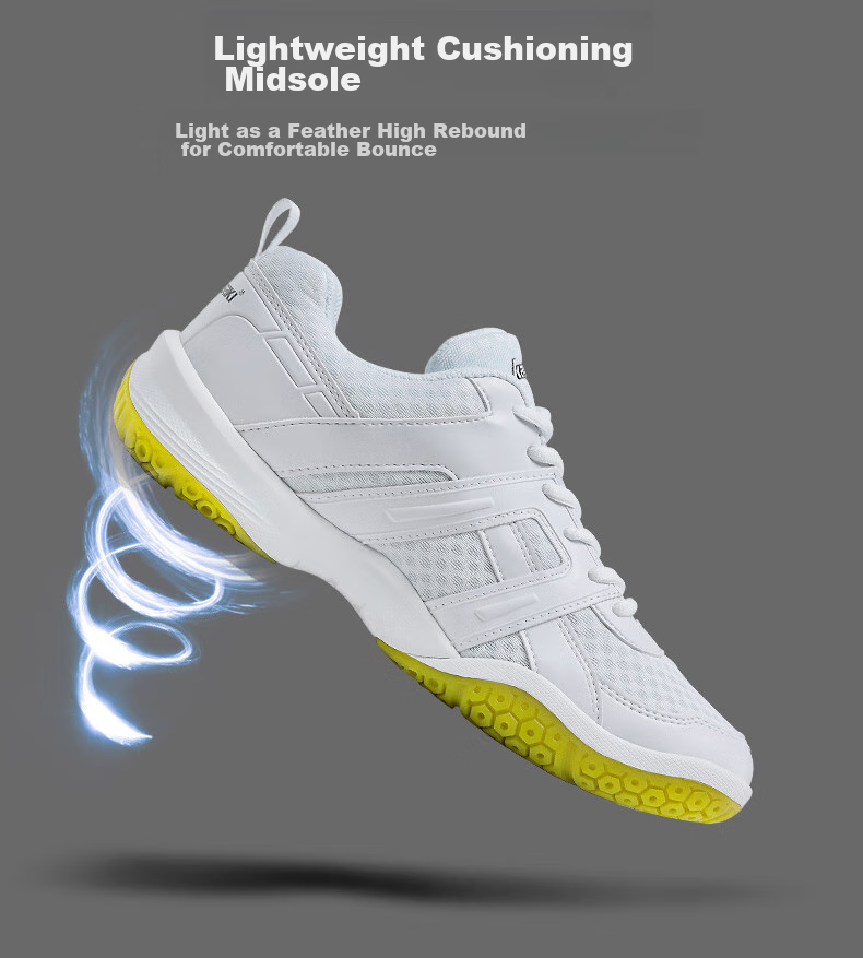KAWASAKI Badminton Shoes, Wear-Resistant, Shock-Absorbing, Breathable, for Men And Women, Sports Running Shoes K-073D Professional Model, White, Size 44 5